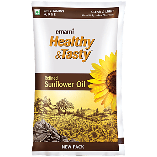 Emami Healthy & Tasty Refined Sunflower Oil, 825 g Pouch
