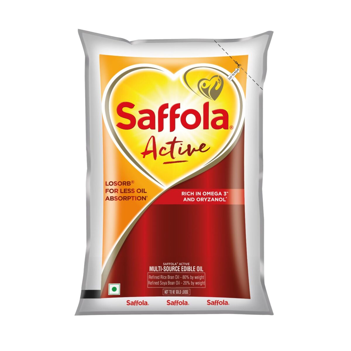 Saffola Active Rice Bran & Soyabean Blended Cooking Oil  1Ltr - Image 1